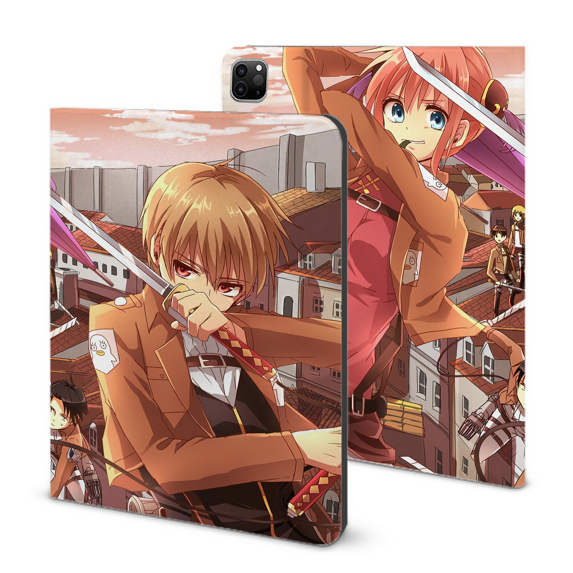 （画像用） 進撃の巨人 Attack on Titan IPad ケース ブック型 PUレザー TPU 耐衝撃 軽量 薄型 ペン収納なし 全面保護 IPad 各モデル対応